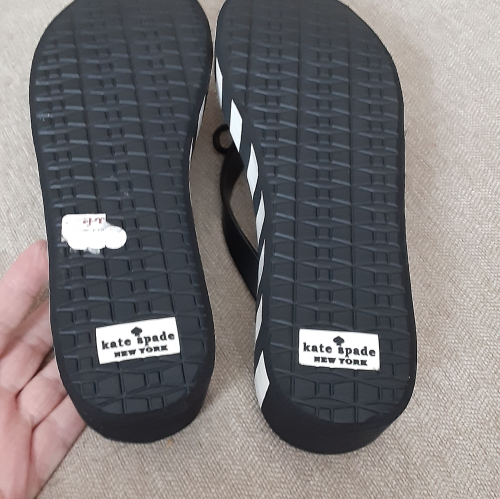 Kate Spade Black and White Striped Women's Sandals - Picture 5 of 11